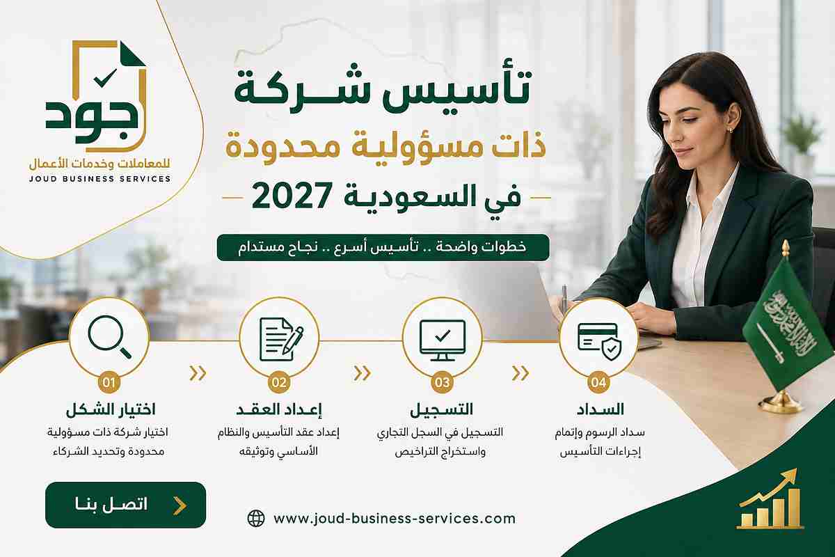 تأسيس شركة ذات مسؤولية محدودة في السعودية 2027 تأسيس شركة ذات مسؤولية محدودة في السعودية 2027